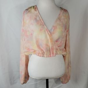 Chelsea & Violet Tie Dye Long Sleeve Crop Top  Size XL